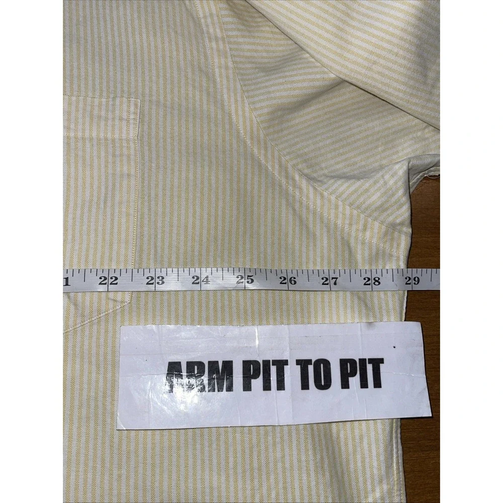 Polo Ralph Lauren‎ Shirt Men XL Yellow Stripes Half Button Down Pullover Vintage